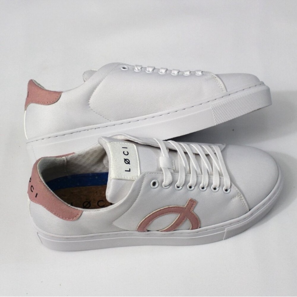 Loci White Sneakers with Pink Details